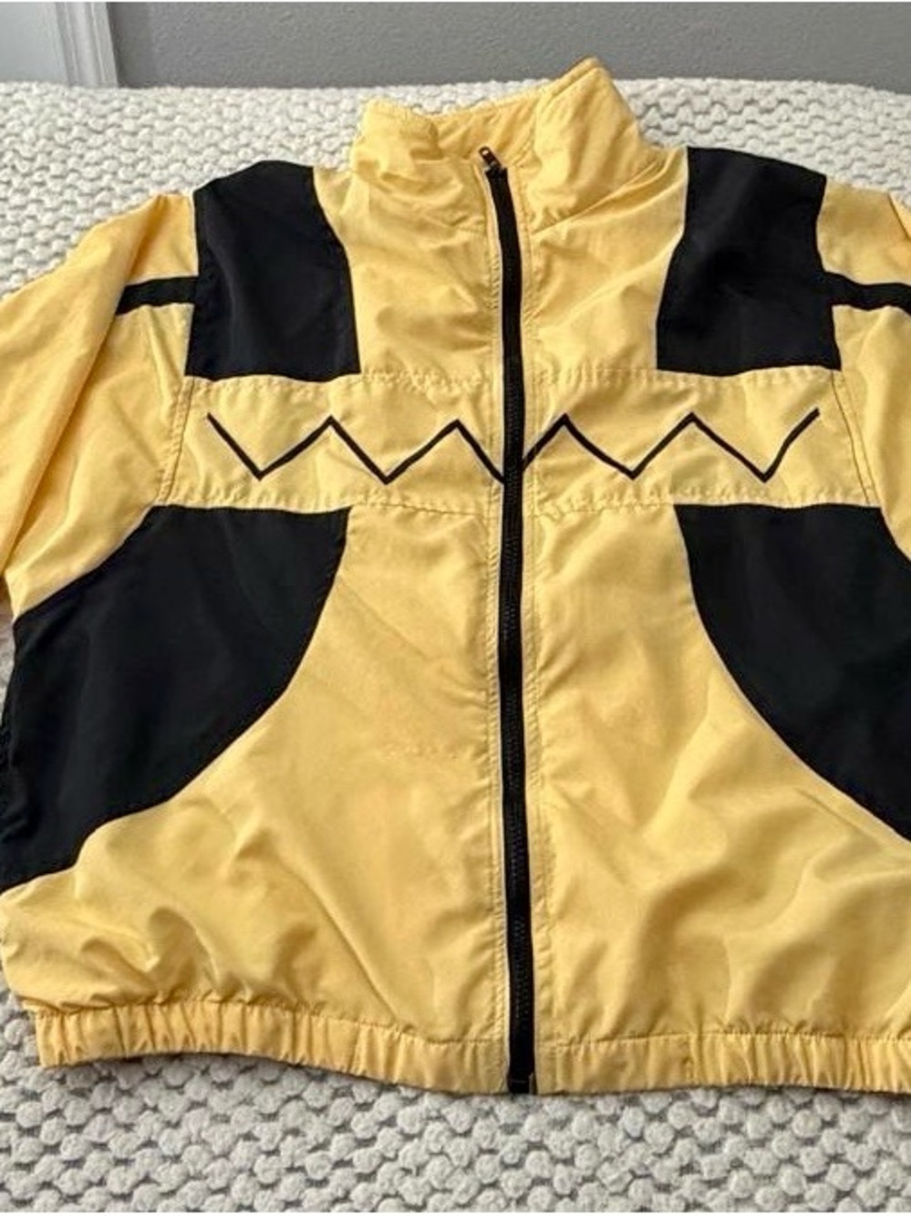 Madewell Men Yellow Black Colorblock Windbreaker Jacket L Full Zip Stand-Up